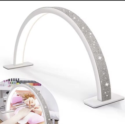 Lampara de mesa media luna blanca
