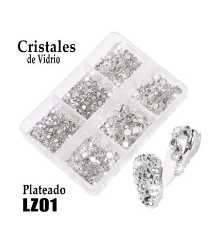 Cristales de vidrio mix plateado lz01