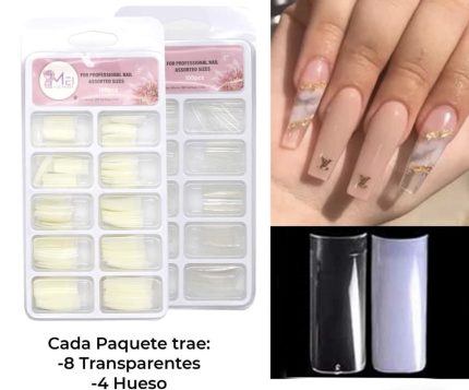 Tips cuadrado para acrilico o polygel  (hueso)