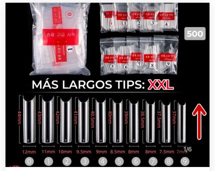 Bolsa tips cuadrado transparente para acrilico o polygel 500pcs