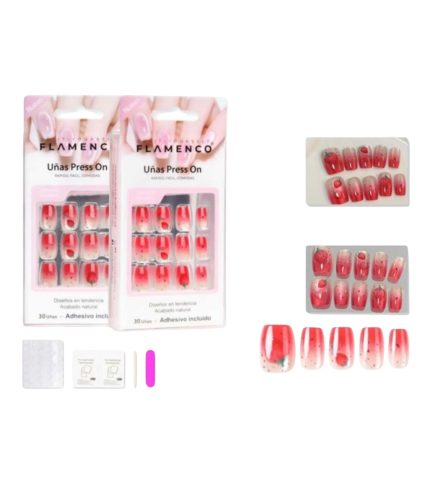 Uñas Press on diseño de fresa alternativa