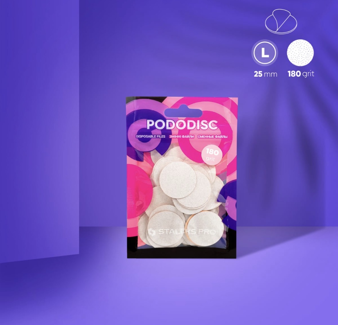 Lima 180 grit Pads Para Pododisc Pro – Talla “L” Blanco Staleks